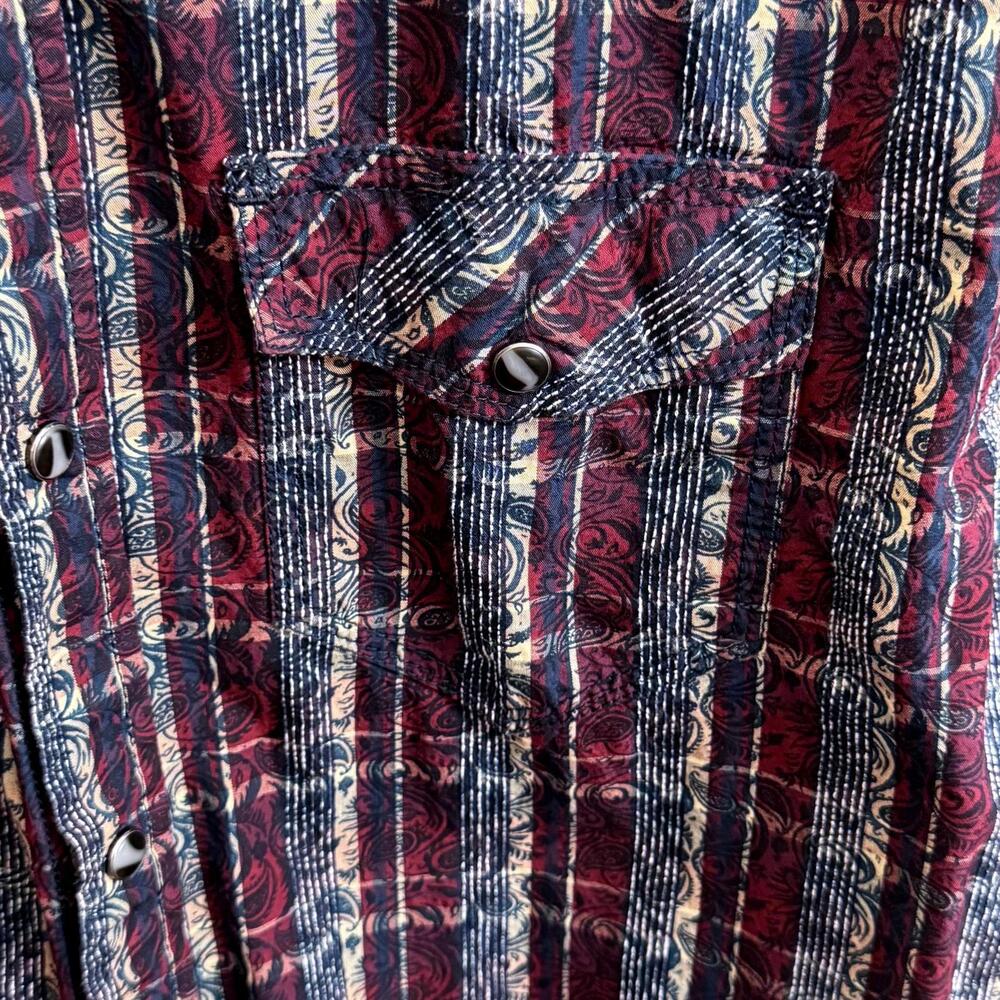 Moonshine Spirit Western Pearl Snap Shirt Mens XL Striped Paisley Cowboy Rodeo - Picture 5 of 13